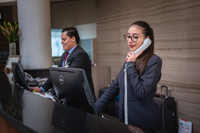 woman answering a call